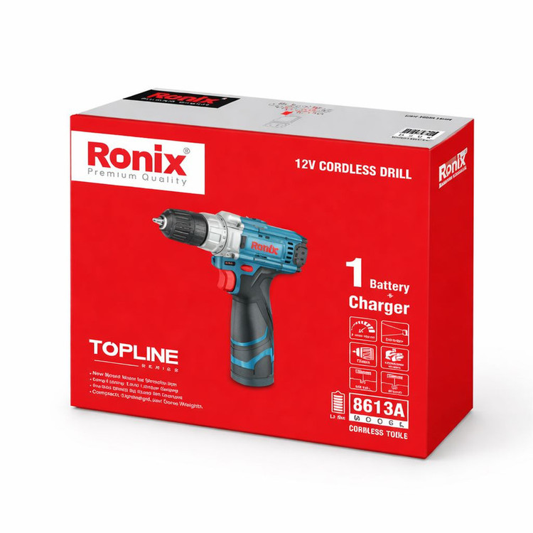 دریل پیچ گوشتی سایز سه نظام 10 میلیمتر 12 ولت رونیکس مدل RH-8613A