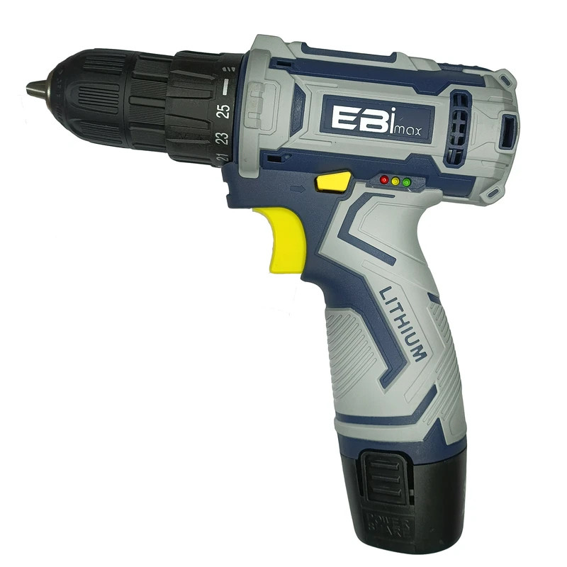 دریل پیچ گوشتی شارژی 10میلیمتری 12ولت ابی مکس مدل EM-12V مجموعه 24 عددی