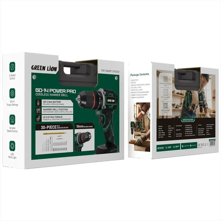 دریل پیچ گوشتی شارژی 10 میلی متری 20 ولت گرین لاین مدل GD-14