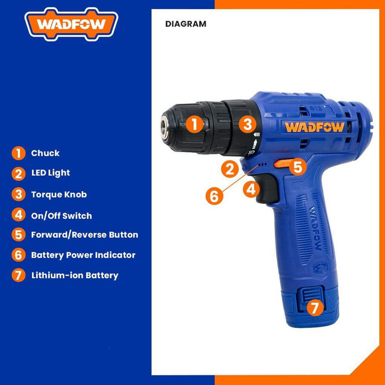 دریل پیچ گوشتی شارژی وادفو مدل WCDS510