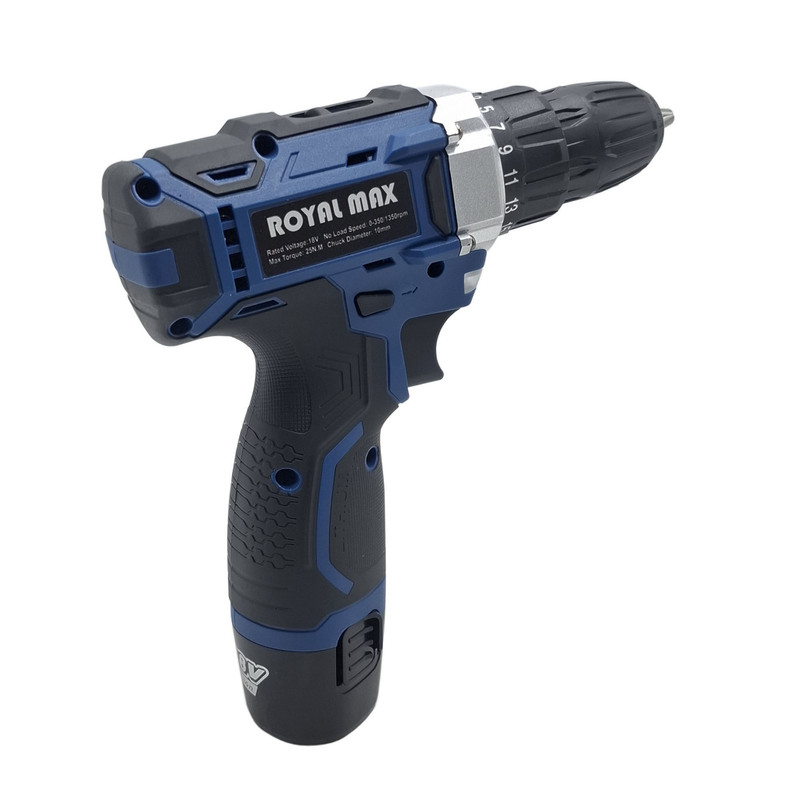 دریل پیچ گوشتی شارژی صنعتی 10 میلی متری 18 ولت رویال مکس مدل 18V کد 01 مجموعه 28 عددی