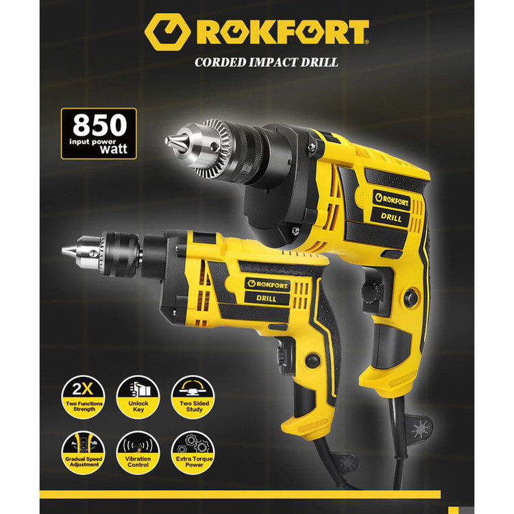 دریل چکشی 13 میلی متری 850 وات راکفورت مدل RF-1005