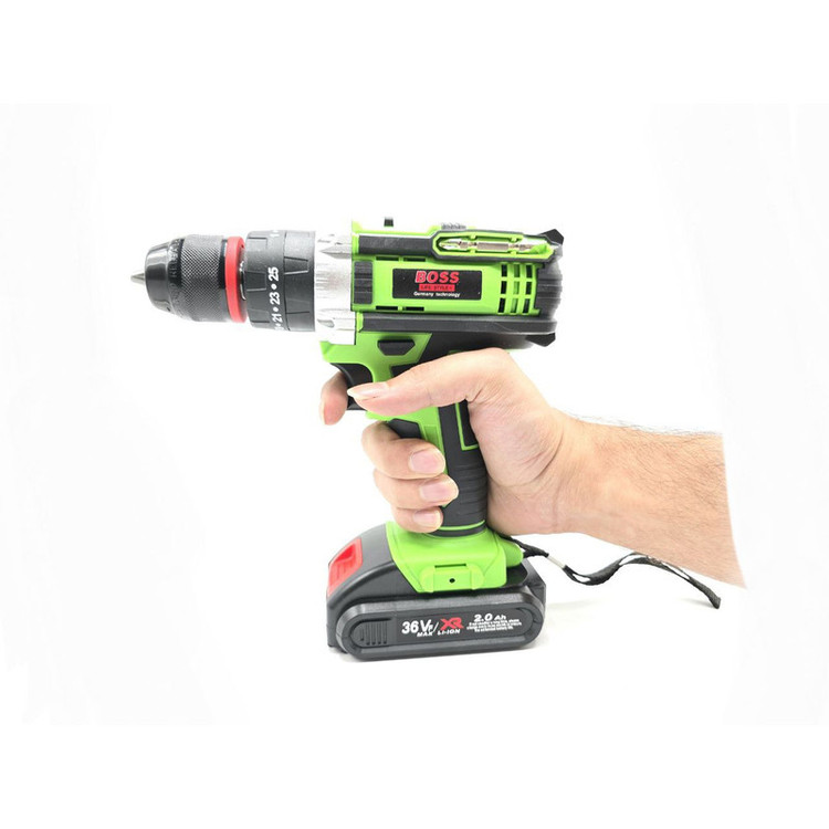مجموعه 28 عددی دریل شارژی چکشی 36 ولت سه نظام 10 میلیمتر باس مدل Bs36v