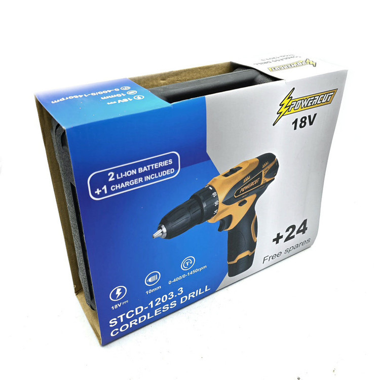 مجموعه 28 عددی دریل پیچ گوشتی شارژی 10 میلی متری 18 ولت پاور کات مدل STCD-1203.3