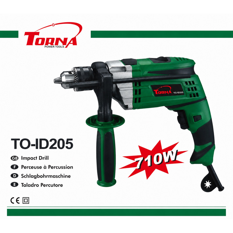 دریل برقی چکشی 13 میلیمتری 710 وات تورنا مدل TO-ID205