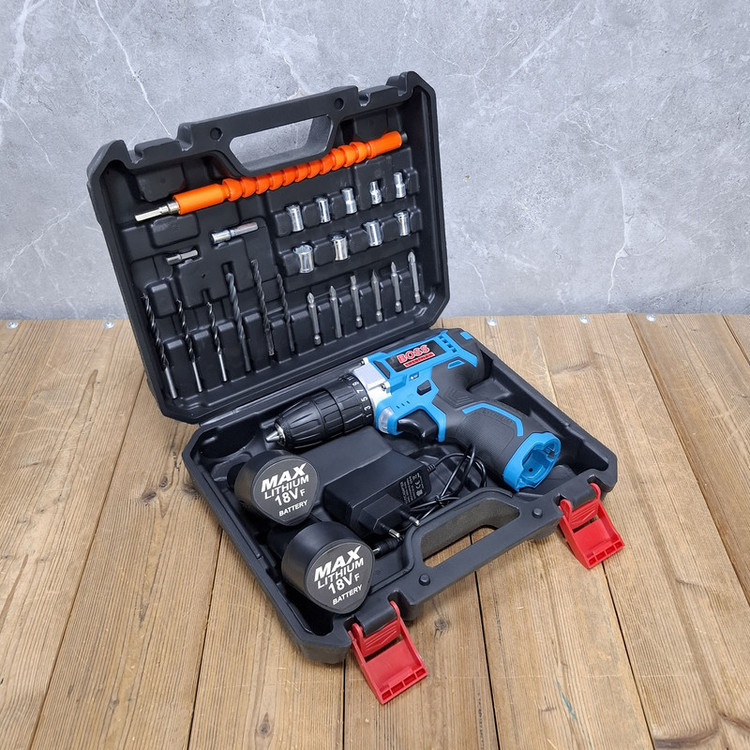 دریل پیچ گوشتی شارژی 10 میلی متری 18 ولت باس مدل 18VF/LITHIUM کد 30 مجموعه 29 عددی