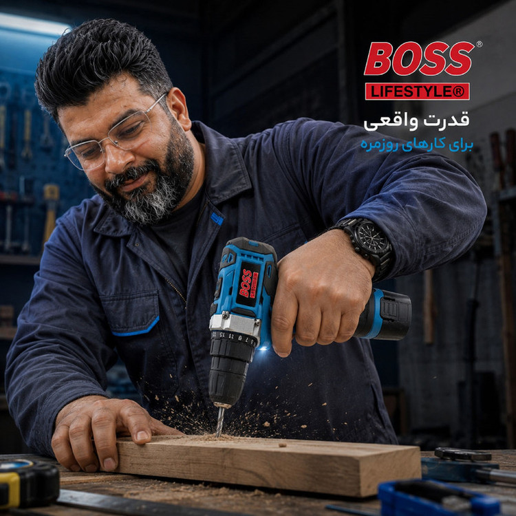 دریل پیچ گوشتی شارژی 10 میلی متری 18 ولت باس مدل 18VF/LITHIUM کد 30 مجموعه 29 عددی