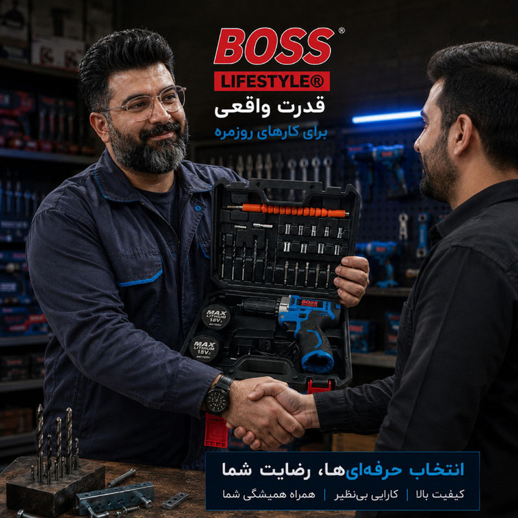 دریل پیچ گوشتی شارژی 10 میلی متری 18 ولت باس مدل 18VF/LITHIUM کد 30 مجموعه 29 عددی