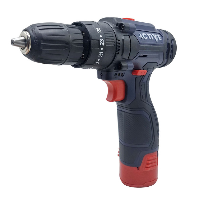 دریل چکشی شارژی 10 میلی متری 12 ولت اکتیو مدل AC_3112BR کد 30 مجموعه 29 عددی