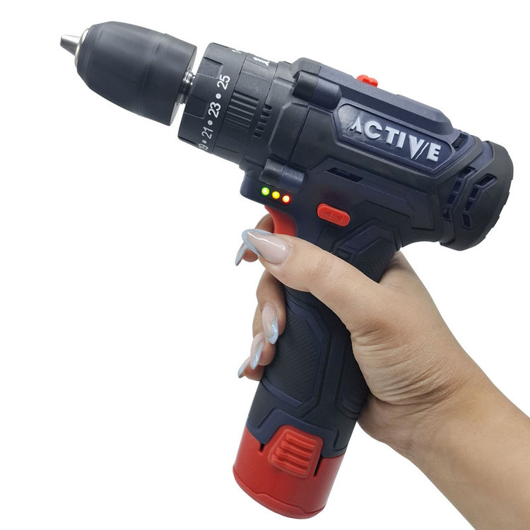 دریل چکشی شارژی 10 میلی متری 12 ولت اکتیو مدل AC_3112BR کد 30 مجموعه 29 عددی